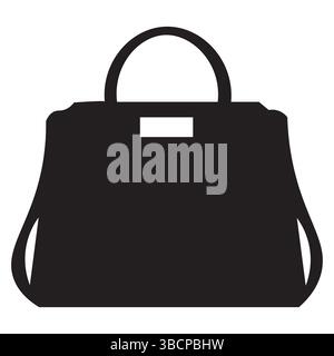 Black handbag and plastic bag isolated on white background. Stock Vector