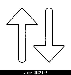 Rounded mini arrows, up-down icon. A small two-way black direction symbol. Isolated on a white background. Stock Vector