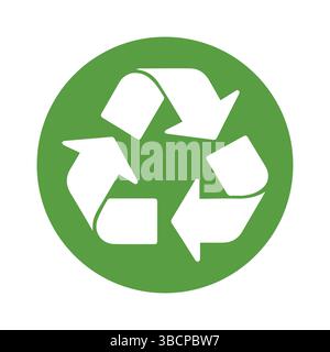 Green Recycling Icon with Trash Bin Symbol, Eco-Friendly Logo for Sustainability, Simple Vector Emblem Isolated on White, Editable and Scalable EPS Stock Vector