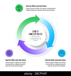 Infographic template with icons and 3 options or steps. Circle. Can be used for workflow layout, diagram, banner, webdesign. Vector illustration Stock Vector