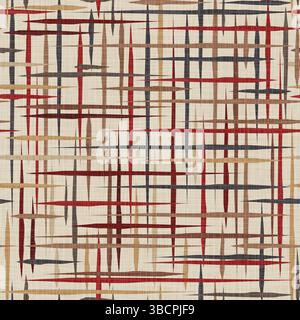 Modern Ikat Vertical Stripes in Earth Tones – Red, Gold, Black & Grey Stock Vector