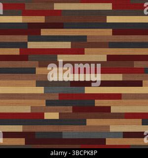 Retro Midcentury Geometric Blocks in Earth Tones with Linen Texture Stock Vector