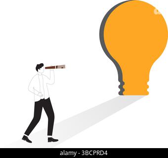 Man looking through loupe black and white 2D line cartoon character. Magnifying glass holding guy isolated vector outline person. Stock Photo