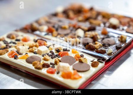 Delicious Handmade Chocolate Bars in Mijas, Malaga, Spain Stock Photo