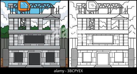 Construction Site with Tower Crane Illustration  Stock Vector