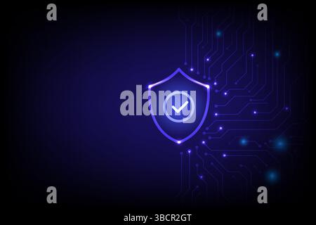 Security of Internet storage database and data server with circuit board, technology concept, Vector and Illustration Stock Vector