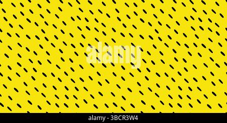 Seamless pattern with Small Dashes. Various dots and doodle lines. Repeated black spots on yellow background. Simple Vector Illustration Stock Vector