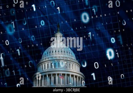 Composite image of Capital Building with binary numbers Stock Photo