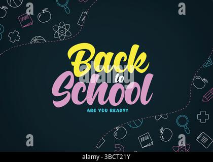 Back to school background editable text effect. Back to school background banner design with back to school pattern Stock Vector
