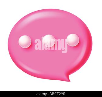 Glossy pink speech bubble vector design, cute speech bubble isolated in white background, vector illustration Stock Vector