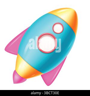 Rocket Vector Illustration. Cartoon spaceship isolated on a white background. Vector Illustration. Stock Vector