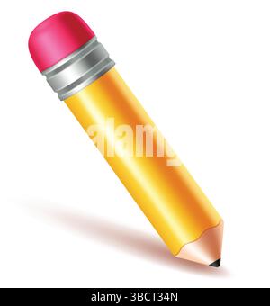 Realistic cute yellow pencil ,Yellow pencil sharpened .Realistic pencil vector illustration. Stock Vector