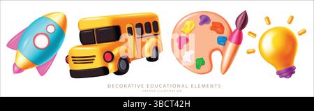 School and education vector elements, Decorative educational elements, Vector illustration Stock Vector