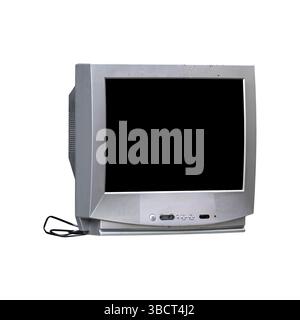 Vintage television set with a blank screen isolated on white background with clipping path Stock Photo