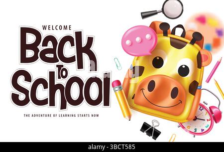 Back to school vector template design. Welcome back to school text with cute school supplies vector elements in white background. Stock Vector