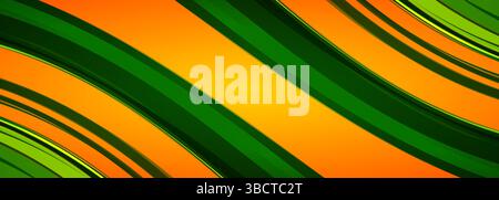 Abstract orange and green modern wide background with dynamic circle shapes. Vector illustration Stock Vector