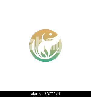 Fish and Leaf Logo Vector Illustration Stock Vector