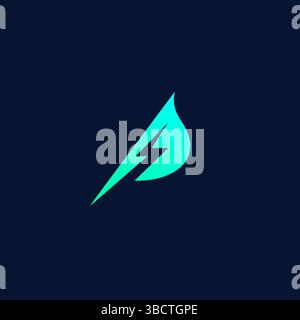 Letter P Leaf and Bolt Logo Design Stock Vector