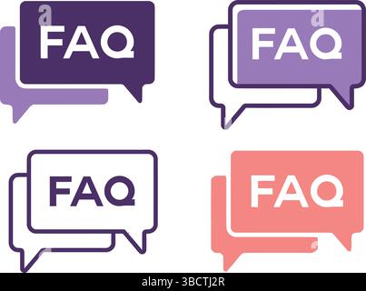 Vibrant FAQ Speech Bubble Icon Set Stock Vector