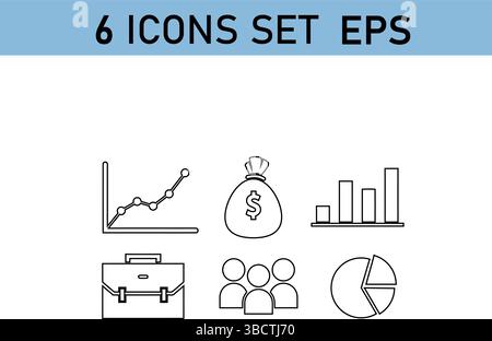 vector icons representing financial data, currency, and business people Stock Vector