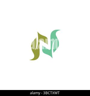Letter N Leaf Organic Logo Design. N Icon Vector Stock Vector