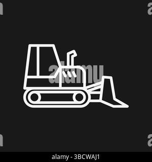 Minimalist Bulldozer Icon Vector Simple Outline Illustration of Construction Tractor Graphic Stock Vector