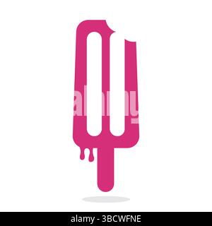Ice cream stick logo template. Ice Cream Stick Vector Icon Illustration. Sweet Food Icon Concept. Stock Vector