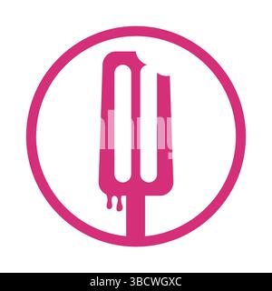 Ice cream stick logo template. Ice Cream Stick Vector Icon Illustration. Sweet Food Icon Concept. Stock Vector