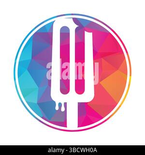 Ice cream stick logo template. Ice Cream Stick Vector Icon Illustration. Sweet Food Icon Concept. Stock Vector