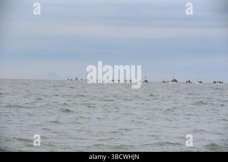The Dunkirk Little ships flotilla leaving Ramsgate for Dunkirk on the 85th anniversary of Operation Dynamo Stock Photo