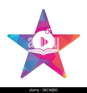 Book media logo design icon template. Book play logo symbol design illustration. Stock Vector