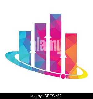 Planet Stats vector logo design template. World finance logo design concept. World stats logo. Stock Vector