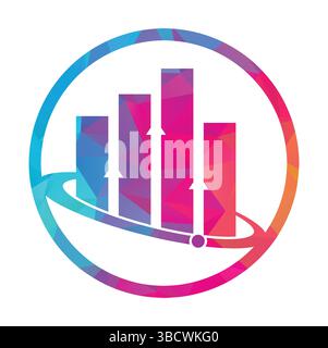 Planet Stats vector logo design template. World finance logo design concept. World stats logo. Stock Vector