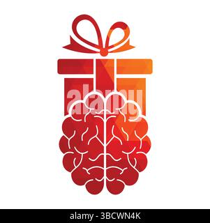 Gift Brain Logo Icon Design. Stock Vector