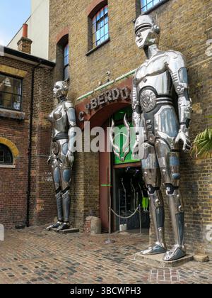 Cyborg figures outside Cyberdog in Camden Market, London, UK Stock Photo
