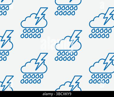 Pattern of thunderstorm clouds icons. Hand drawn, vector illustration. Stock Vector