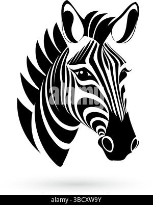 Stylized black and white zebra head logo template on a white background Stock Vector