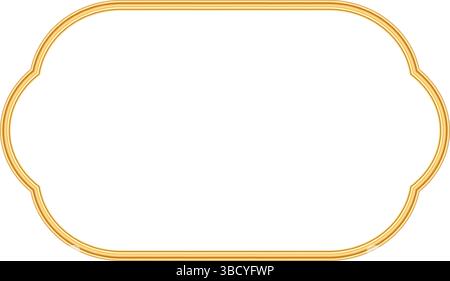 Golden frame in oriental style. Islamic ornamental frame. Indian decorative element, morocco shapes. Vector illustration for invitation, greeting card Stock Vector