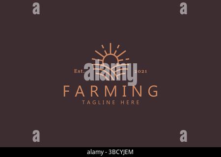 Sun and Agriculture Premium Quality Logo Stock Vector