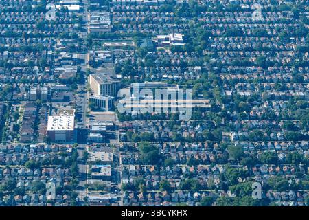 Martin Luther, Chicago's Illinois, USA - Aerial view of homes and and office park in the Martin Luther neighborhood of Chicago, Illinois Stock Photo