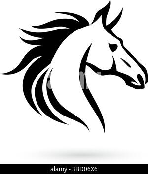 Creative black and white horse head emblem logo template for use in branding and marketing campaigns Stock Vector