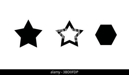 Star and Hexagon Shapes Vector Set - Basic Geometric Icons Stock Vector
