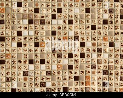 Small brown square tiles abstract textured background Stock Photo