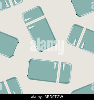 Seamless pattern with retro refrigerators on light background Stock Vector