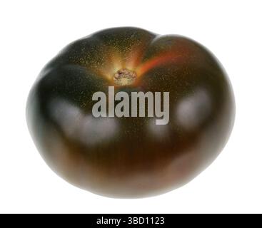 Black ripe tomato of the Kumato variety macro isolated on white Stock Photo