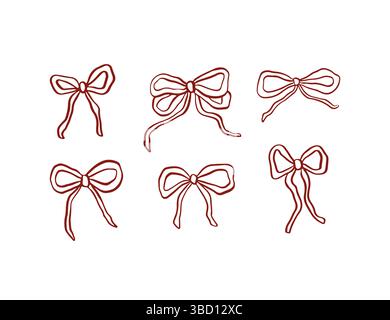 Adorable Hand-Drawn Ribbon Bows in a Flat Style. Versatile Bowknot ...