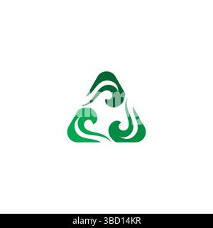 three leaf triangle logo design. circle leaf icon Stock Vector