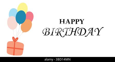 Birthday Banner with Balloons and Gift Box Stock Vector