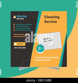Professional cleaning service advertisement template for various cleaning services offering discounts Stock Vector