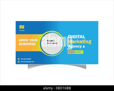 Digital marketing agency advertisement template design for business growth and promotion Stock Vector